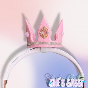 3D Printed Pink Gamer Crown – Custom Headset Accessory, Cute Cosplay Gift for Streamers