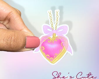 Roze medaillonsticker | Retro sticker voor meisjes