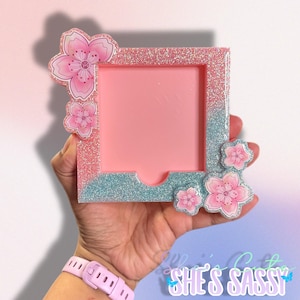 Soporte para notas adhesivas con diseño de flor de cerezo Kawaii: organizador de escritorio de resina impreso en 3D.