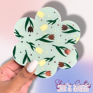 Pastel Green Flower Organizer Box: 3D Printed Pill Case with Tulip Lid