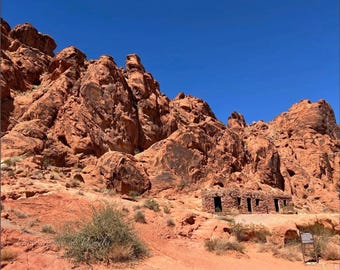 Valley of Fire Stone Cabins | Historic Nevada Desert Photography | Rustic Southwest Wall Art