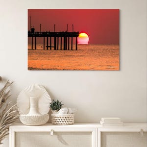 Vibrant Orange Sky Sunrise at Pier 14 Myrtle Beach, South Carolina - Beach Photography
