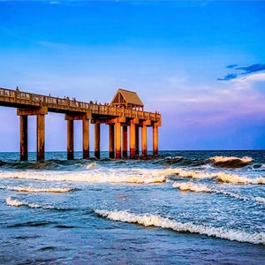 Surfside Pier Sunrise Photo Print, Myrtle Beach Coastal Wall Art