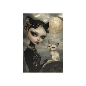Mystische Fine Art Postkarten | Gothic Katze & Mädchen Kunst | Perfekt für Geschenke, Wanddekor, Sammlerstücke, Urlaubsgrüße, Kunstbegeisterte