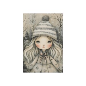 Grillige winterpostkaarten voor wenskaarten, cadeaukaartjes, decoraties voor de feestdagen en verzamelobjecten | Snowy Girl-kunst en natuurvibes