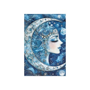 Celestial Fine Art Postkarten, Mondgöttin Art Prints, Kosmische Dekoration, Sternennacht Briefpapier, Astrologie Geschenkkarten