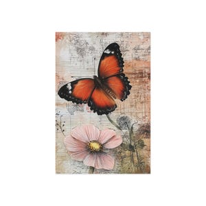 Künstlerische Schmetterlings- und Blumenpostkarten, Vintage-inspirierte Schreibwaren, Geschenke für Naturliebhaber, Wohnkultur, florale Sammlerstücke