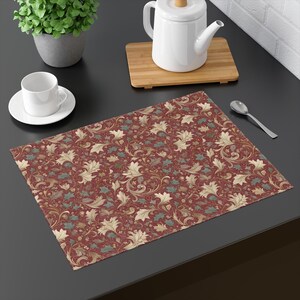 Elegant Floral Cotton Twill Placemat: Warm Holiday Table Decor