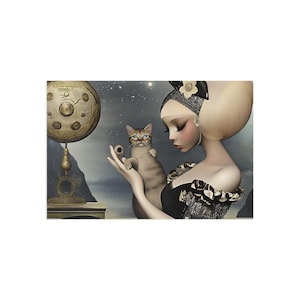 Katzen-Themen Fine Art Postkarten, Vintage Kunstdrucke, Grüße für Katzenliebhaber, Einzigartige Sammlerstücke, Wohndekoration Karten, künstlerische Schreibwaren