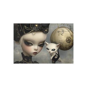Skurrile Fine Art Postkarten, Einzigartige Kunst Grußkarten, Geschenk für Katzenliebhaber, Fantasy Kunst Dekor, Ideal für Sammler, besondere Anlässe & Feiern