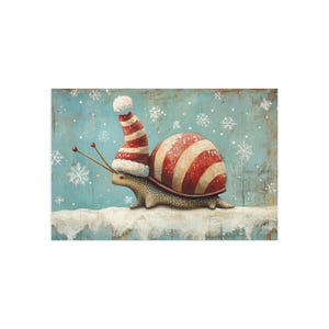 Cartes postales fantaisistes d'escargots pour les fêtes, charmantes illustrations d'escargots, salutations festives, décoration saisonnière, cartes-cadeaux artistiques