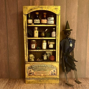 Miniature Apothecary Cabinet Hutch 1:12 Halloween Dollhouse
