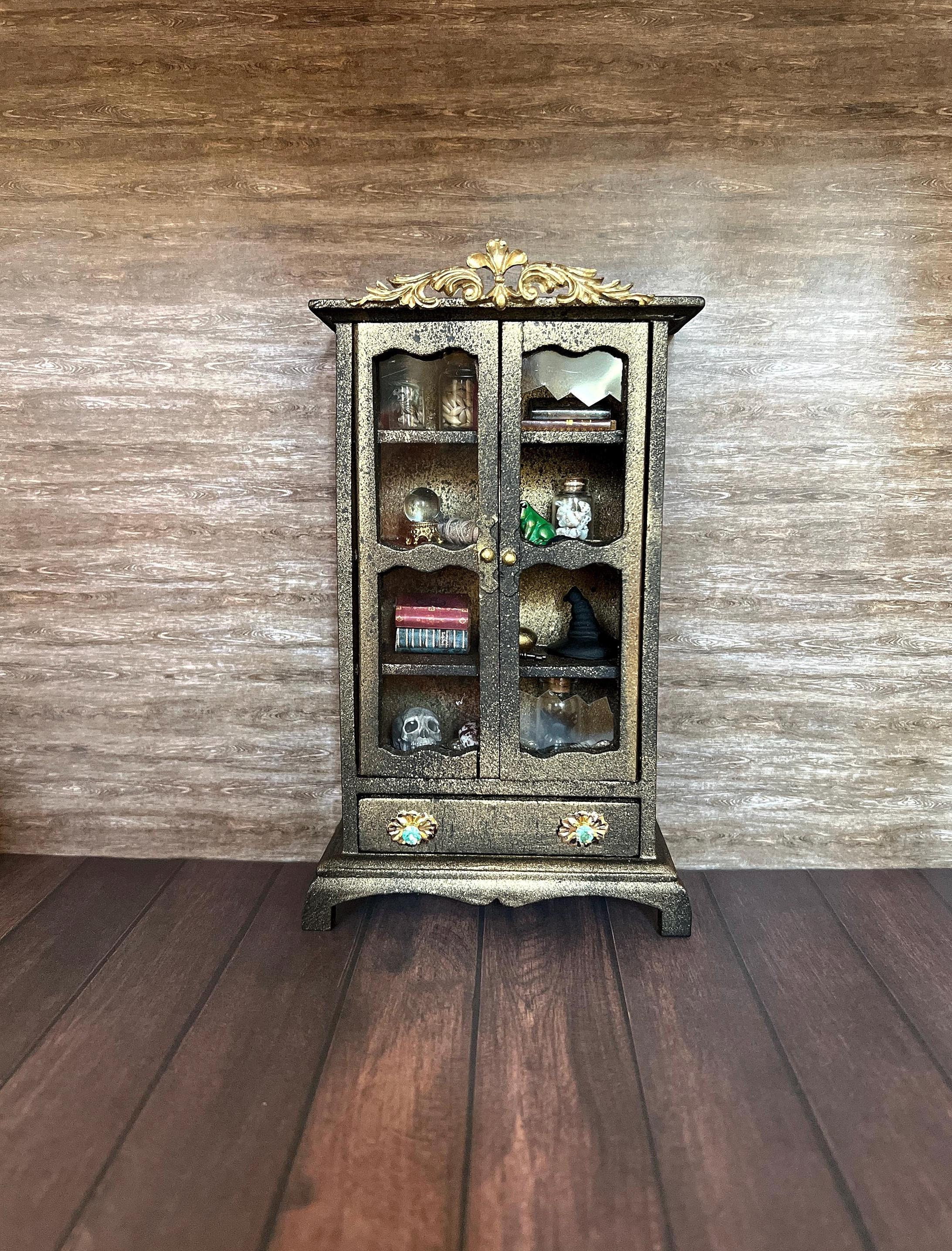 Miniature Dollhouse Apothecary Magic Witch/ Wizzard Cabinet OOAK 1:12