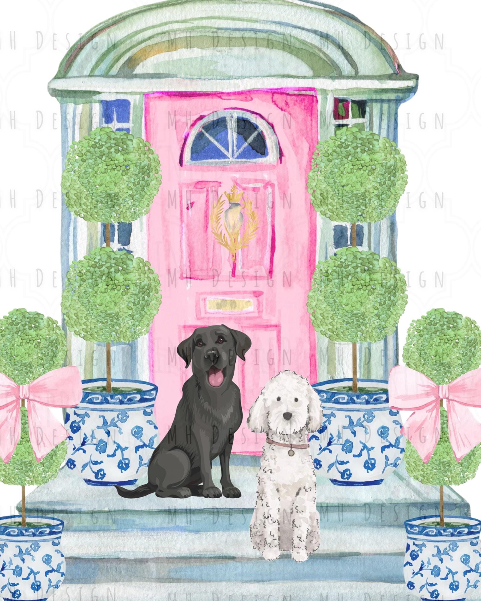 Grandmillennial Dogs/: Preppy/ Chinoiserie