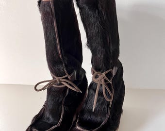Botas Vintage Pichette Pony Hair Après-Ski — Alpino Francés, UE 36