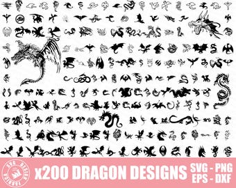 Drache geschnitten Datei / Drache / Drache / Drache / Drachen Clipart / Tier / Drache Silhouette / Drache Tattoo