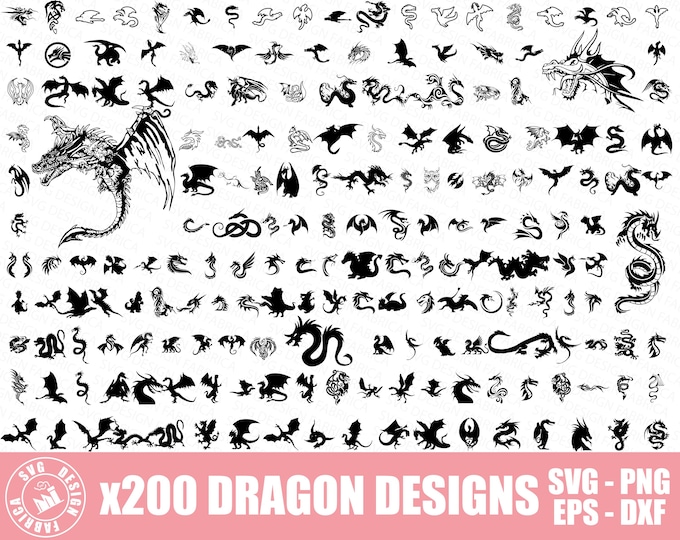 Dragon Svg Bundle \ Dragons Svg Files \ Dragon Cut Files \ Dragons Svg ...