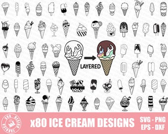Eis geschnitten Datei / Eis Waffel Waffel / Eis Umriss / Süße Eistüte geschnitten / Eis Clipart Silhouette SVG Png Vektor