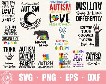Autism Svg Bundle / Autism Puzzle Svg / Autism Awareness Svg / Autism Mom Svg /Be Kind Svg / Puzzle Piece Svg Heart Quotes Cricut Cut files
