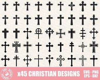 Zestaw krzyży SVG / Zestaw krzyży chrześcijańskich SVG / Chrześcijański SVG / Krzyż wiary SVG / Zniszczony krzyż SVG Religijny SVG / Clipart krzyża Cricut