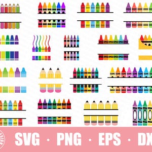 Crayon Split Monogram Svg / Crayon Svg / Teacher Svg / Crayon Wrapper Svg / Crayon Set Svg / Crayon Wrapper Cut File / Crayon Cut File