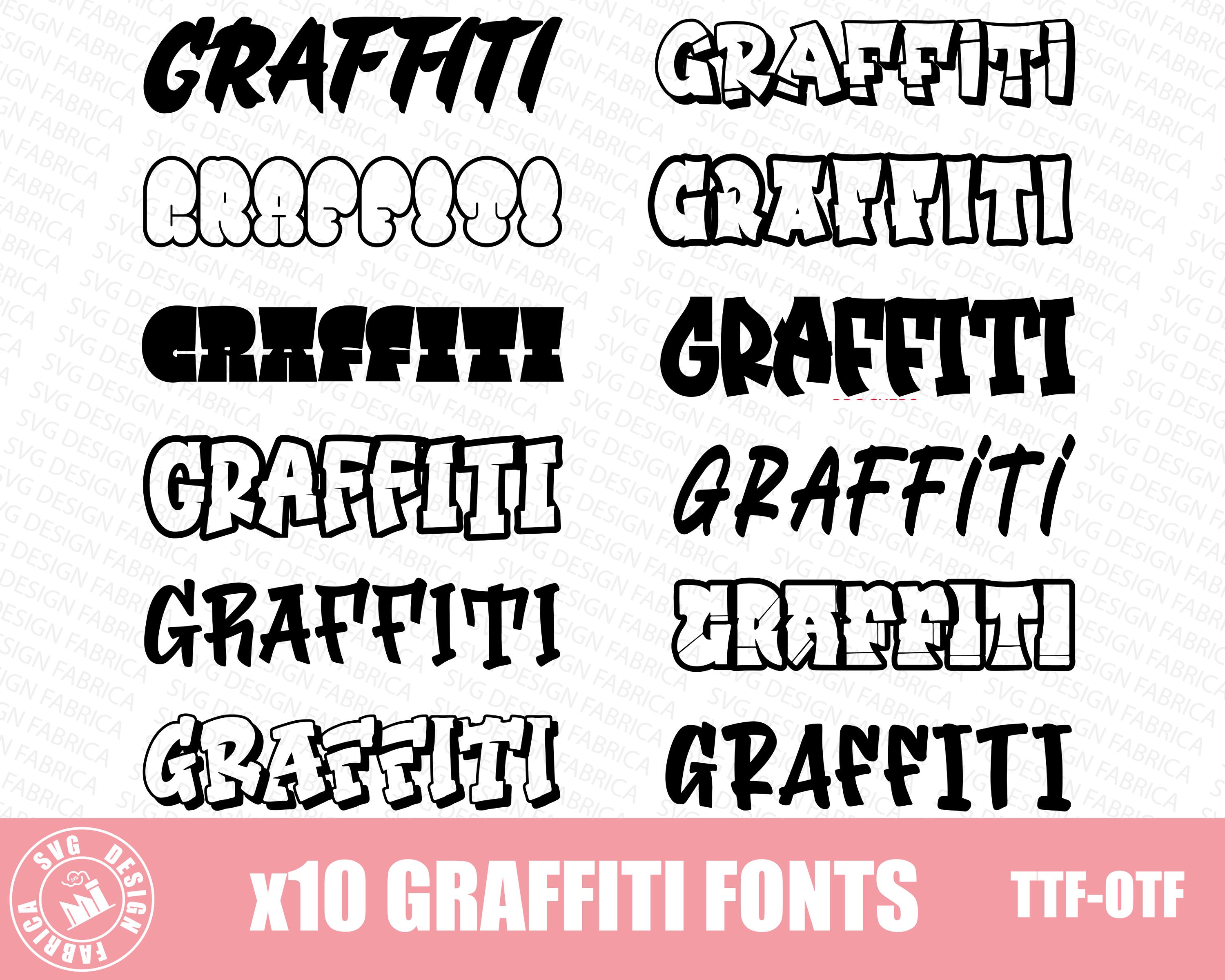10 caratteri Graffiti / caratteri urbani - Pacchetto di caratteri TTF - OTF Lettere dell'alfabeto / Numeri Caratteri Cricut / Download digitale