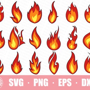 Eld Svg Bundle / Flamma Svg / Flamma Layered Svg / Flamma Clipart Klippfil för Cricut Silhouette / Hand Rita Flamma i Färg Svg Png