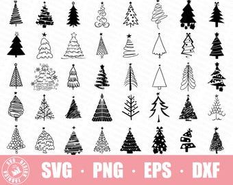 Paquete de árboles de Navidad SVG / Gráficos PNG de árboles de Navidad descargables / Silueta de árbol de Navidad SVG / Lindo paquete de árboles de Navidad SVG
