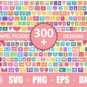 Paquete SVG de Papel Picado / Paquete PNG de Papel Picado / Clipart de Papel Picado / Archivos de corte SVG de Papel Picado / Banner de Papel Picado / Fiesta Bunting