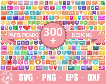Pacchetto SVG Papel Picado / Pacchetto PNG Papel Picado / Clipart Papel Picado / File di taglio SVG Papel Picado / Banner Papel Picado / Fiesta Bunting
