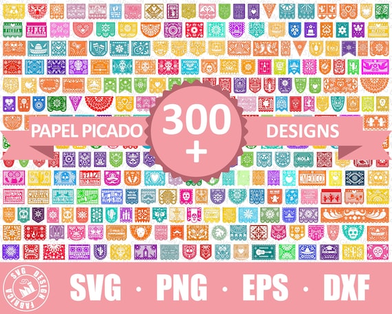 Papel Picado SVG Bundle / Papel Picado PNG Bundle / Papel Picado Clipart / Papel Picado SVG Cut Files / Papel Picado Banner / Fiesta Bunting