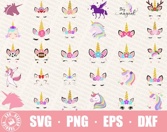 Unicorn Svg / Unicorn Face Svg / Unicorn Head Svg / Unicorn Clipart / Vector Silhouette Cut Files / Cricut Cute Unicorn Face Svg T-Shirt