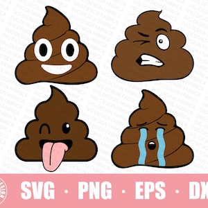 Lindo SVG de caca / Paquete de Svg de emoji de caca / Camiseta de baño / Svg divertido kawaii sonriente en capas / Archivo de corte de caca / Descarga instantánea de silueta de Cricut