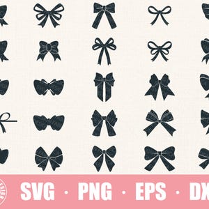 Könnte beinhalten: Ein Set mit 25 schwarzen und weißen Schleifendesigns. Die Schleifen sind in verschiedenen Stilen und Größen. Die Designs sind perfekt für Basteln, Scrapbooking und andere kreative Projekte.