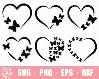 Sparkly Heart Butterfly Svg / Love Svg / Heart Svg / Sublimation Design / Svg file for Cricut / Silhoeutte / Heart Silhouette Svg Files