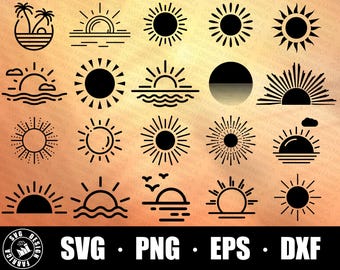 Sunrise Svg / Sun Svg Cricut / Sunset Clipart / Sunrise Cut File / Sun Png / Sunset Svg / Sunrise Cricut / Sunset Silhouette Download