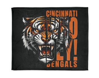 Manta de los Cincinnati Bengals: manta de poliéster suave, regalo de la NFL Who Dey, decoración deportiva, regalo de Navidad para fanáticos de los Bengals, regalo navideño, manta Who Dey
