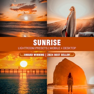Pack of 12 &gt;&gt; Sunrise Lightroom Presets | Mobile & Desktop Lightroom Presets | One Click Preset | Photo Filter | Free Gift and Presets