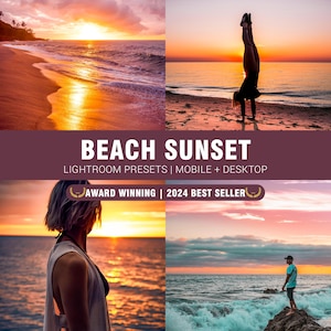 Pack of 12 &gt;&gt; Beach Sunset Lightroom Presets | Mobile & Desktop Lightroom Presets | One Click Preset | Photo Filter | Free Gift and Presets