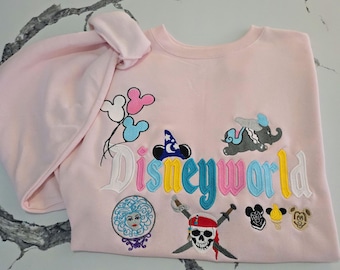 Disney World Sweatshirt - Disney Crewneck - Embroidered Sweatshirt