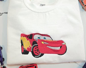 Lightening McQueen Sweatshirt - Kids Crewneck - Cars Sweatshirt - Embroidered Kids Sweatshirt