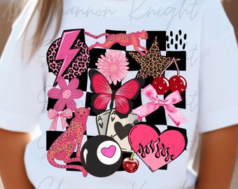 Diseño PNG femenino de moda: Lazos de leopardo rosa (Descarga digital)