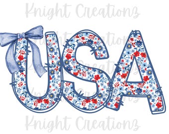Coquette USA png, 4 de julio, floral USA png Fondo transparente ¡Archivos PNG digitales!