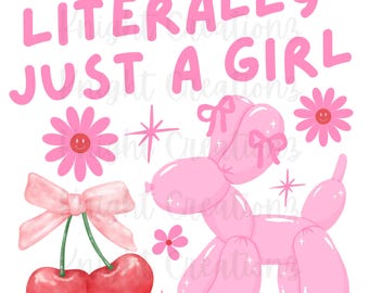 Trendy Girly PNG: Pink Dog Balloon, Bows (Digital Download)