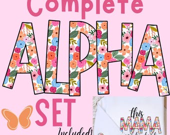 Floral Doodle Alpha Set: A-Z Letters (Digital Download)