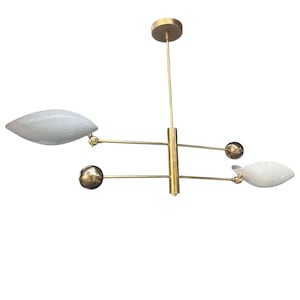 2 Light Curved Pendant Mid Century Modern Raw Brass Sputnik chandelier light Fixture  Ceiling Light Fixture