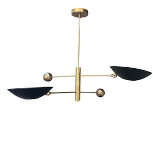 2 Pendant Light Mid Century Modern Raw Brass Sputnik Chandelier Light Brass Modern Ceiling Custom Ceiling Light Fixture