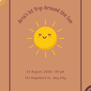 Ist Trip Around the Sun Invitation (Simple)