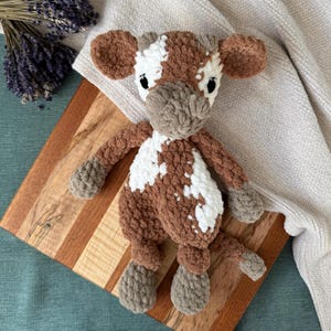 Crochet Cow Lovey: Plush Farm Animal Snuggler