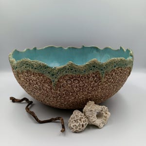 Turquoise Ceramic Bowl: Hand-Glazed Marine Centerpiece